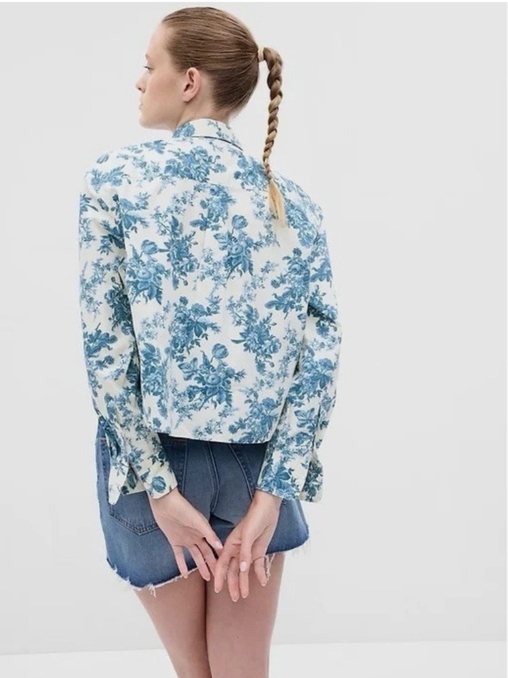 Gap x LoveShackFancy Floral Organic Cotton Cropped Shirt Size M - Picture 2 of 5